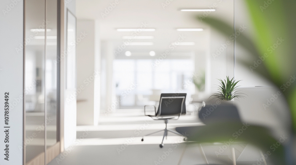 Modern office interior with greenery and workspace design Modern office interior with greenery and workspace design