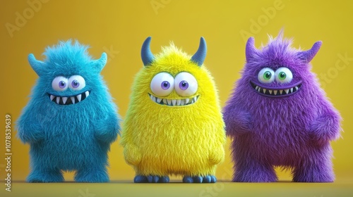 Delightful illustration of playful furry monsters in gigapixel quality