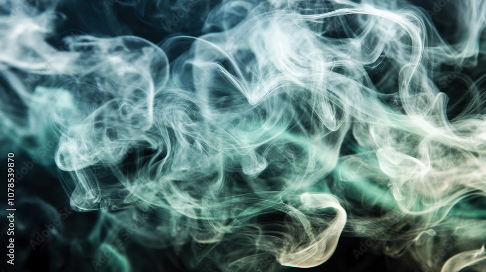 Ethereal smoke patterns swirling in dark background Ethereal smoke patterns swirling in dark background