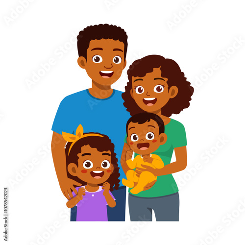 happy family portrait contain father mother son daughter baby