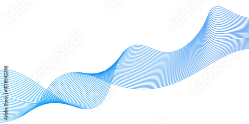 Abstract blue wave halftone line composition, Blue wave background. Blue lines vector illustration. Curved wave.Modern technology background. Vector illustration.Digital frequency track equalizer.