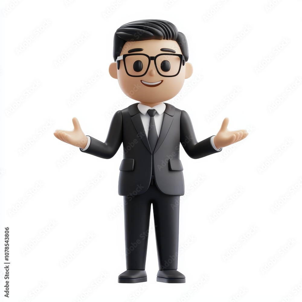Friendly Businessman Character with Open Arms Friendly Businessman Character with Open Arms