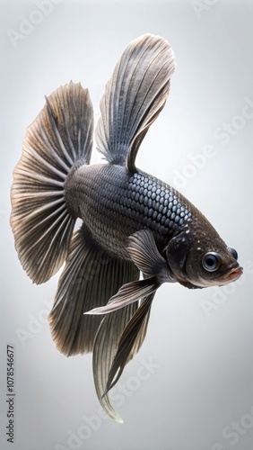 Close-up of a Black Molly Fish Showcasing Elegant Standard Scale Detail. Generative AI photo