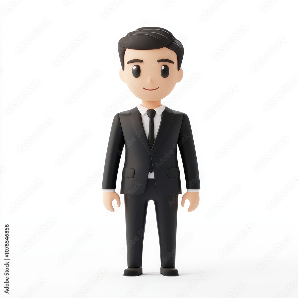 Cute Cartoon Businessman Standing in Formal Suit Cute Cartoon Businessman Standing in Formal Suit