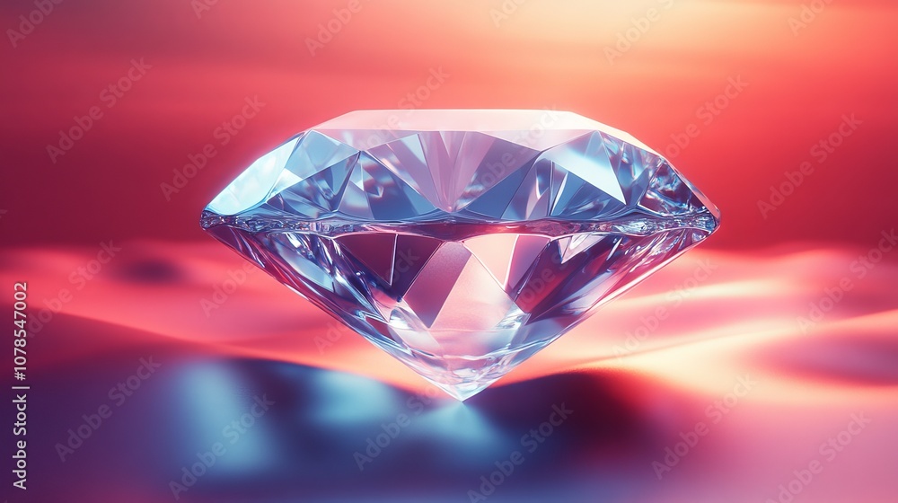 A diamond is on a red background A diamond is on a red background