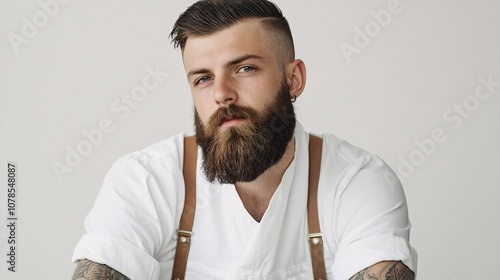 Portrait of a man with sidecut and beard photo