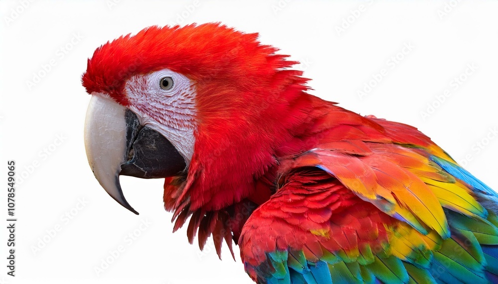 Colorful macaw parrot with vibrant feathers isolated on transparent background, ideal for tropical and exotic design projects Colorful macaw parrot with vibrant feathers isolated on transparent background, ideal for tropical and exotic design projects