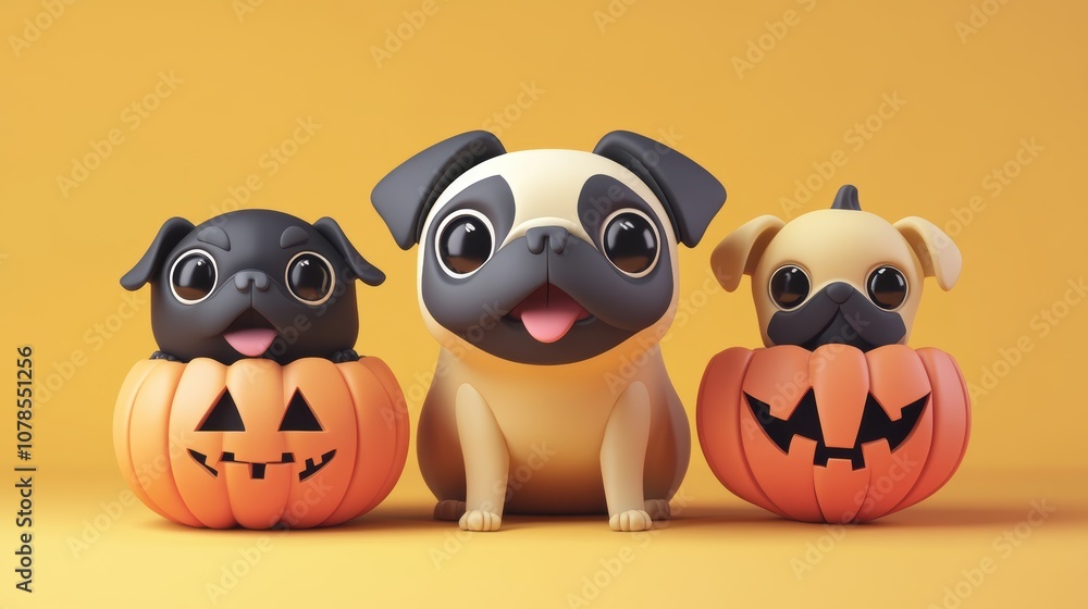 Explore high-fidelity gigapixel images featuring adorable pugs in halloween pumpkins Explore high-fidelity gigapixel images featuring adorable pugs in halloween pumpkins