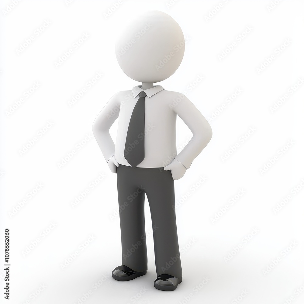Simple Character in Business Attire with Hands on Hips Simple Character in Business Attire with Hands on Hips
