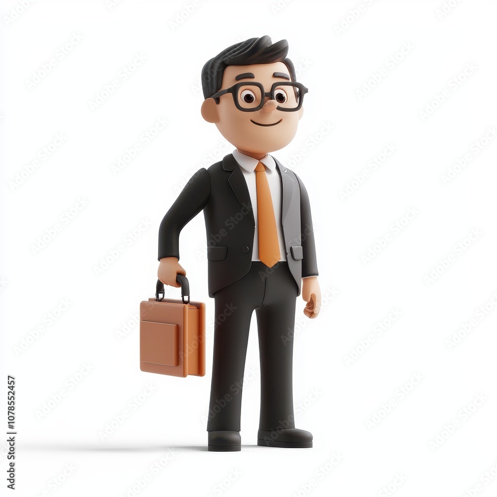 Businessman Character with Briefcase in Professional Outfit Businessman Character with Briefcase in Professional Outfit