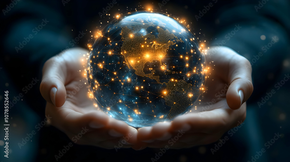 Digital Globe Illustration - Network Connection Digital Globe Illustration - Network Connection