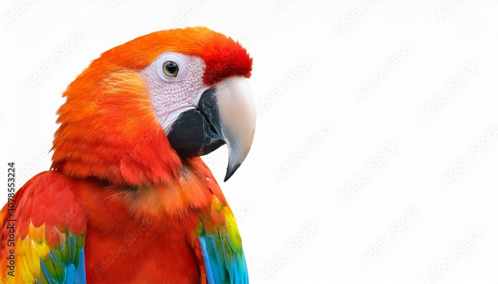 Fototapeta premium Colorful macaw parrot with vibrant feathers isolated on transparent background, ideal for tropical and exotic design projects