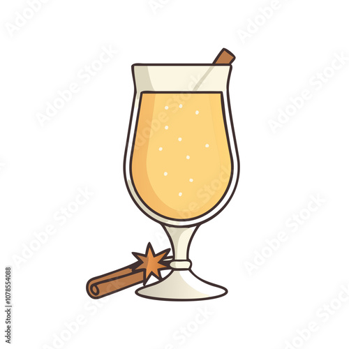 eggnog glass vector art,  flat illustration  eggnog glass icon