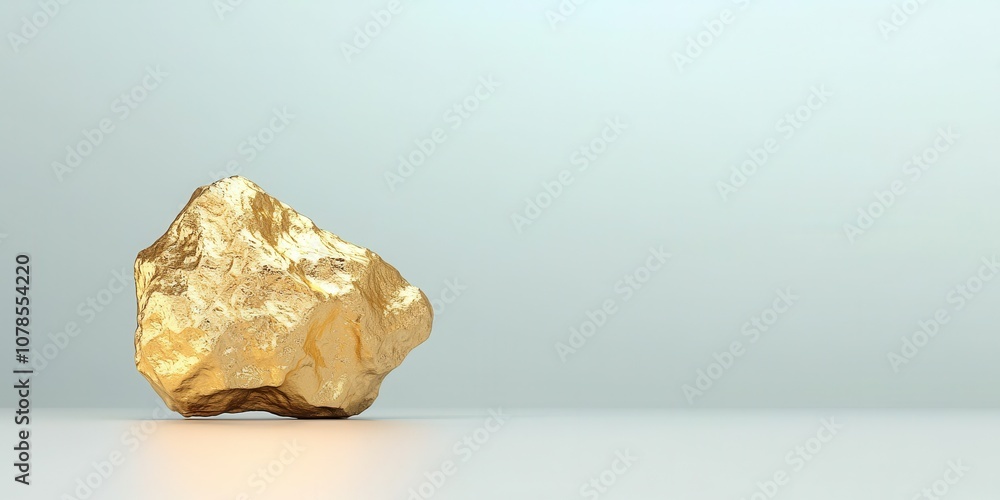 A stunning gold nugget showcasing unique textures and natural beauty on a minimalist background. A stunning gold nugget showcasing unique textures and natural beauty on a minimalist background.