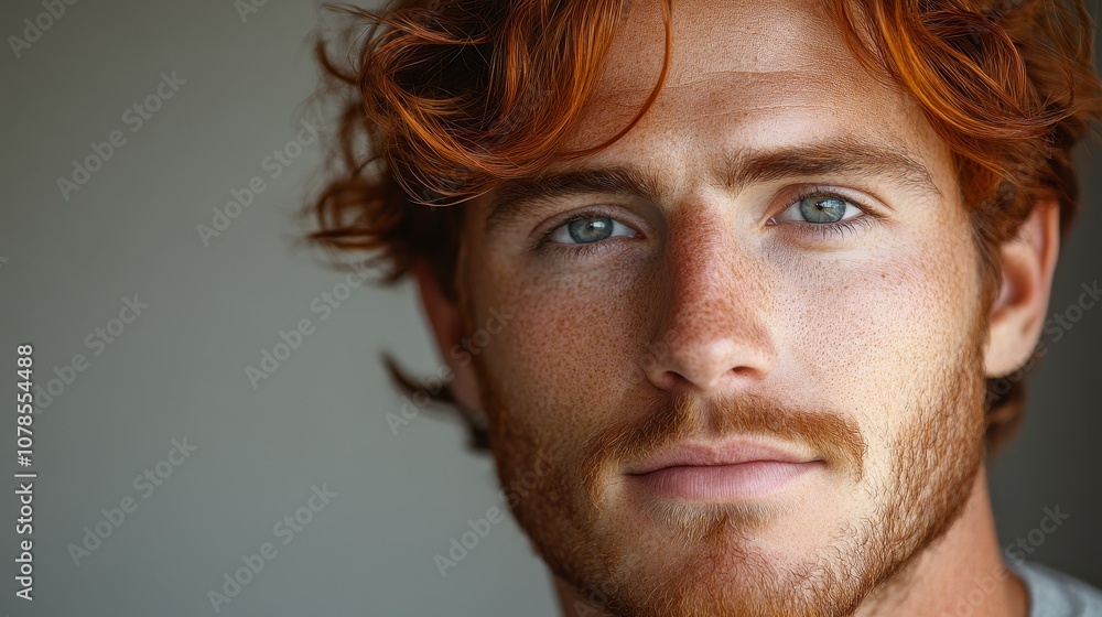 attractive redheaded man on light background attractive redheaded man on light background