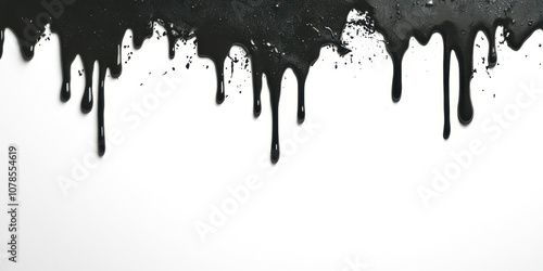 A black paint drips down a white background