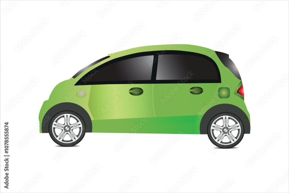 Green car on white background Green car on white background