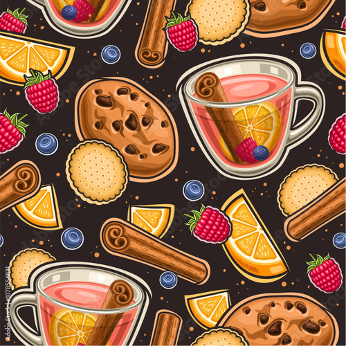 Vector Fruit Tea seamless pattern