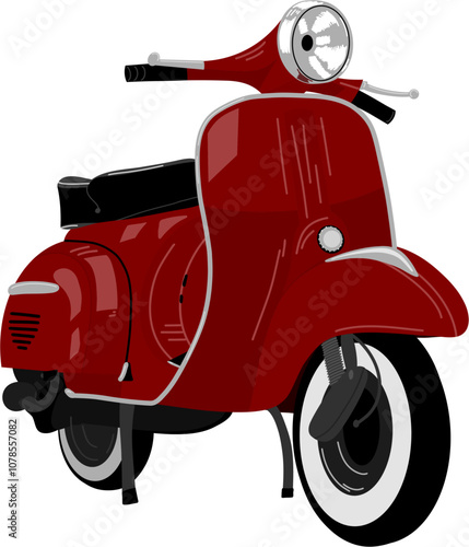 vintage red motorcycle, vector illustration