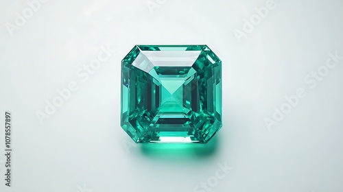 Emerald Gemstone on White Background