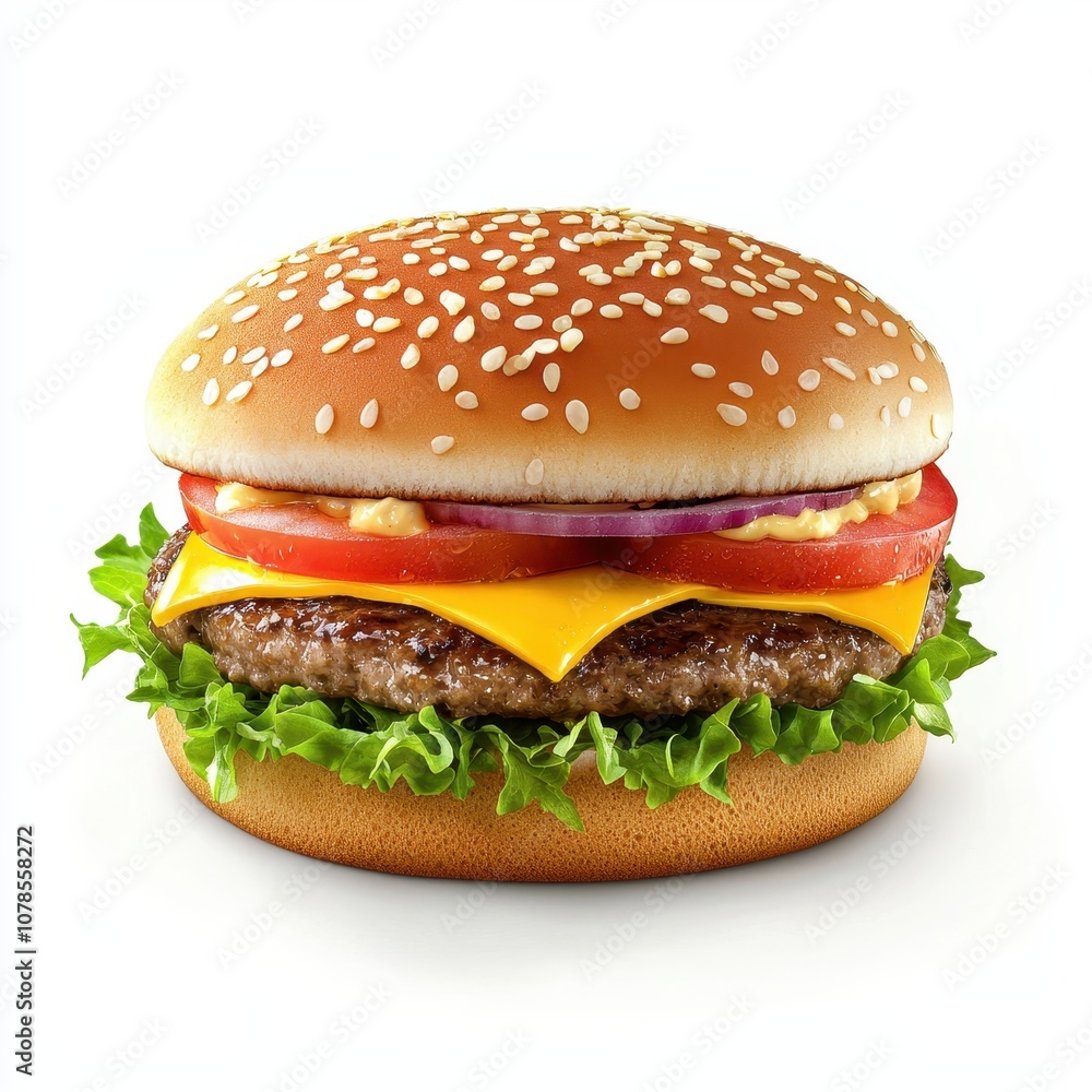 Delicious cheeseburger with fresh ingredients Delicious cheeseburger with fresh ingredients