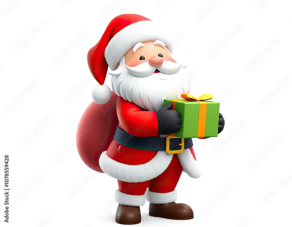 Cheerful Santa Claus with a gift, embodying the spirit of Christmas joy. Cheerful Santa Claus with a gift, embodying the spirit of Christmas joy.