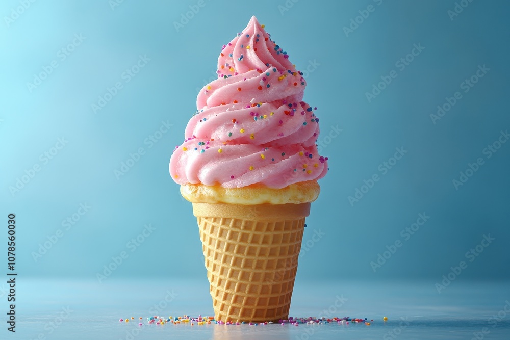 Colorful ice cream with melting swirls and sprinkles on a warm sunny day. Colorful ice cream with melting swirls and sprinkles on a warm sunny day.