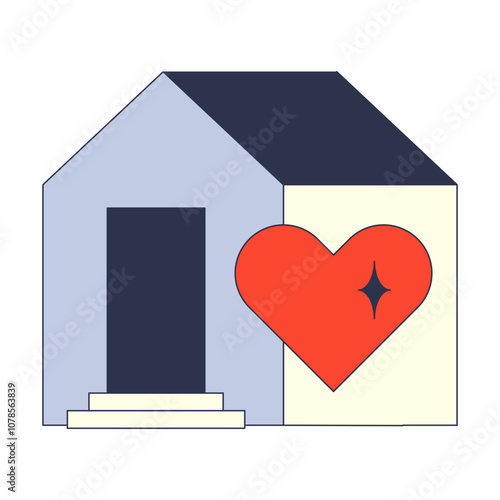 A house with a heart symbolizes love and warmth in a home.