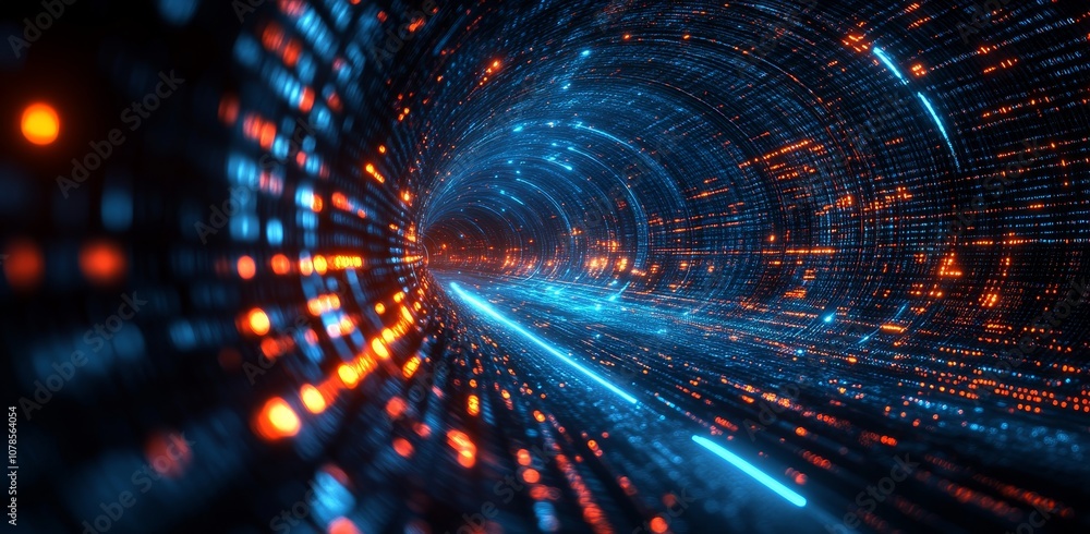 Conceptual illustration of futuristic digital tunnel head-up display for hi-tech technology background. Conceptual illustration of futuristic digital tunnel head-up display for hi-tech technology background.