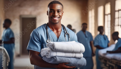 Junger Pfleger im Krankenhaus