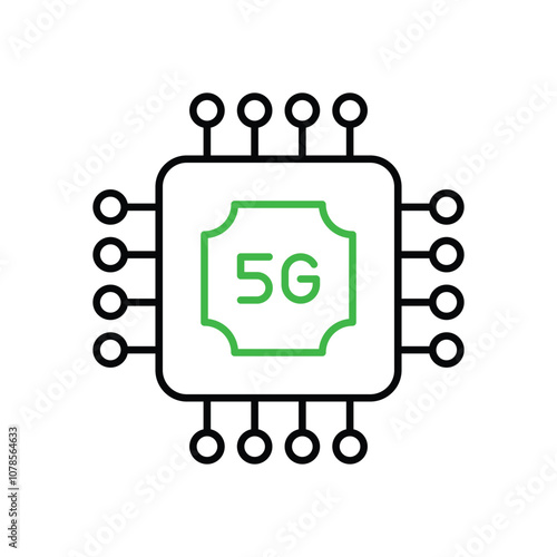 5g Microchip vector icon