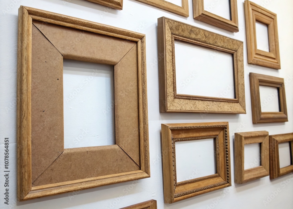 Old Brown Cardboard Frame Set Isolated on White Background for Creative Projects and Artistic Displays with Long Exposure Effect Old Brown Cardboard Frame Set Isolated on White Background for Creative Projects and Artistic Displays with Long Exposure Effect