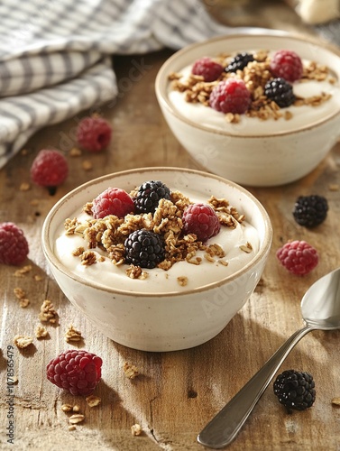 Healthy Breakfast Bowl with Fresh Berries and Granola