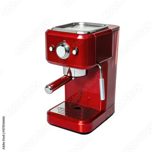 Compact Red Coffee Machine With Standard Scale for Home Brewing. Generative AI