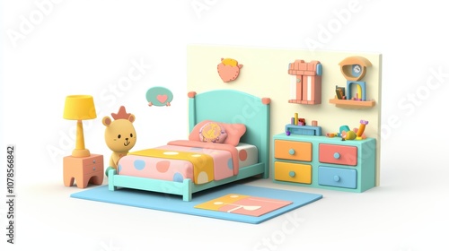 Playful Kids Bedroom with Colorful Decor and Furniture