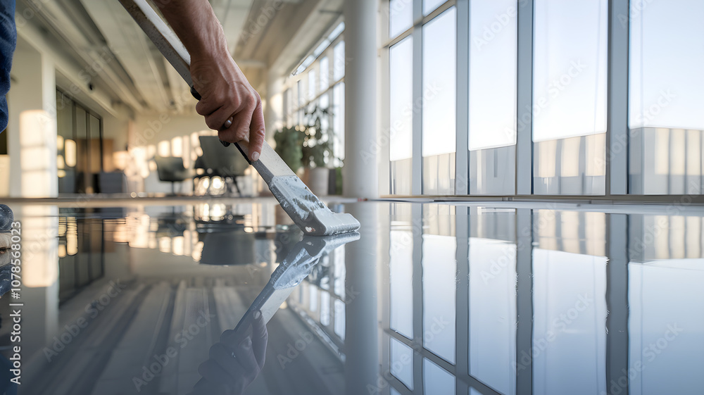 Fototapeta premium Craftsman Applying Epoxy Resin in Modern Workspace