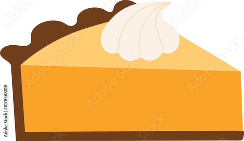Cute autumn elements, slice of pumpkin pie