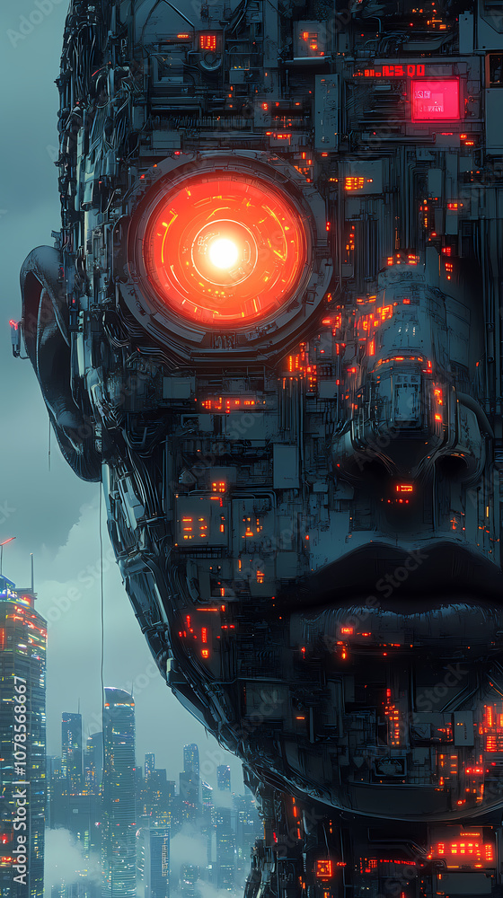 Naklejka premium Abstract sci-fi style background image,Modern sci-fi science image