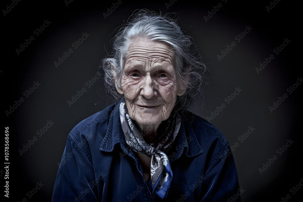 Fototapeta premium Portrait of an Elderly Person with Deep Expression