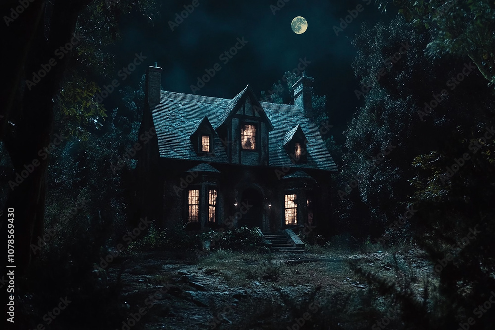 a horror house with scary background generated by AI a horror house with scary background generated by AI