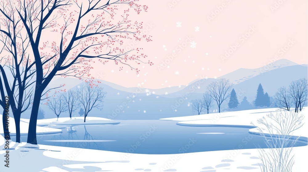 Beautiful winter outdoor illustration Beautiful winter outdoor illustration