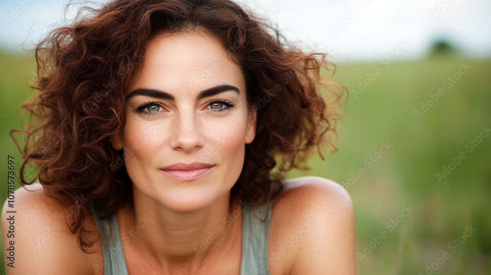 Beautiful woman smiling and relaxing in nature Beautiful woman smiling and relaxing in nature