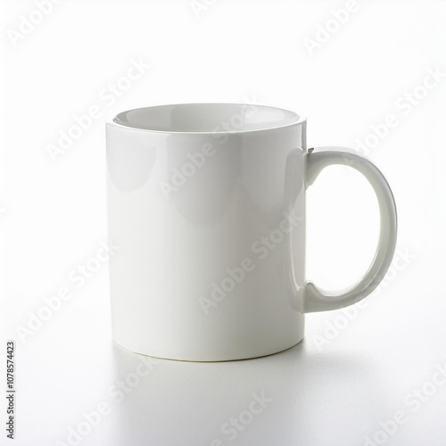 Blank white mug isolated on white background. Mock-up.