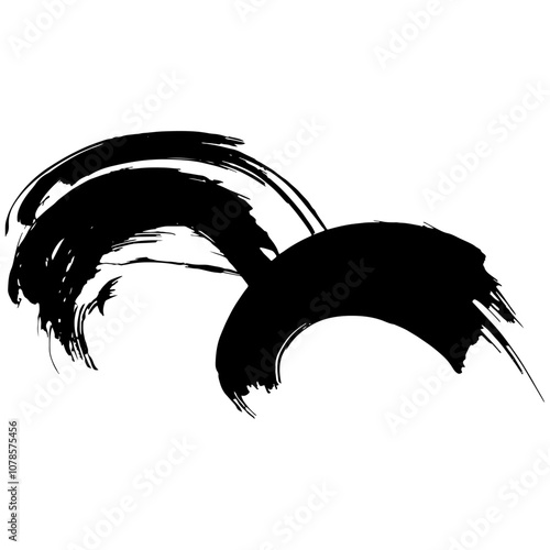 和風素材　筆で描かれたダイナミックな線のイラストセット　ベクター