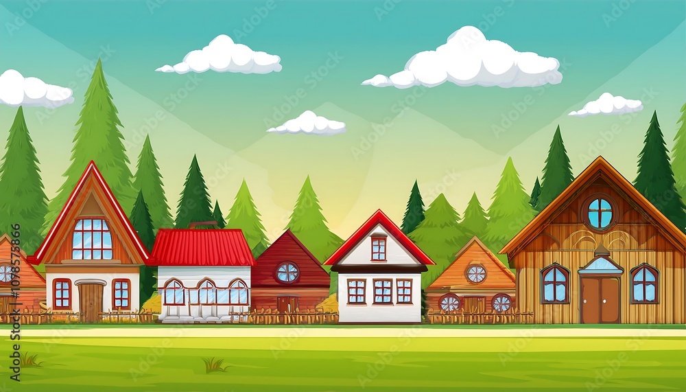 Village background with traditional houses Village background with traditional houses