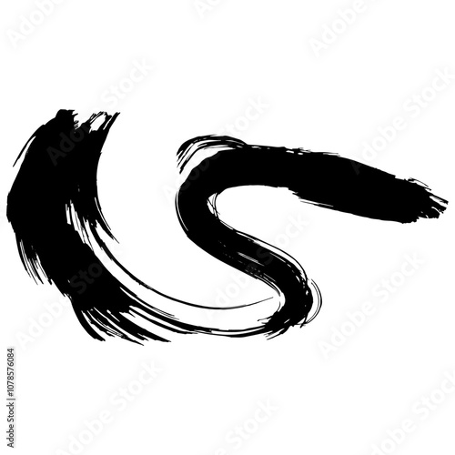 和風素材　筆で描かれたダイナミックな線のイラストセット　ベクター