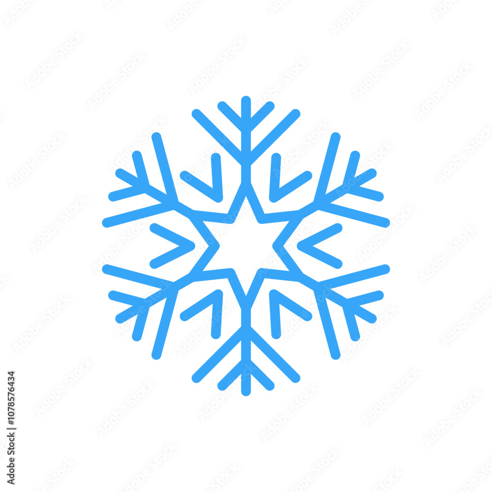 Snowflake for snow. Blue line Christmas element isolated on white background. Freeze symbol. contemporary Snow flake icon. Clipart for winter prints. Simple shape. Vector illustration Snowflake for snow. Blue line Christmas element isolated on white background. Freeze symbol. contemporary Snow flake icon. Clipart for winter prints. Simple shape. Vector illustration