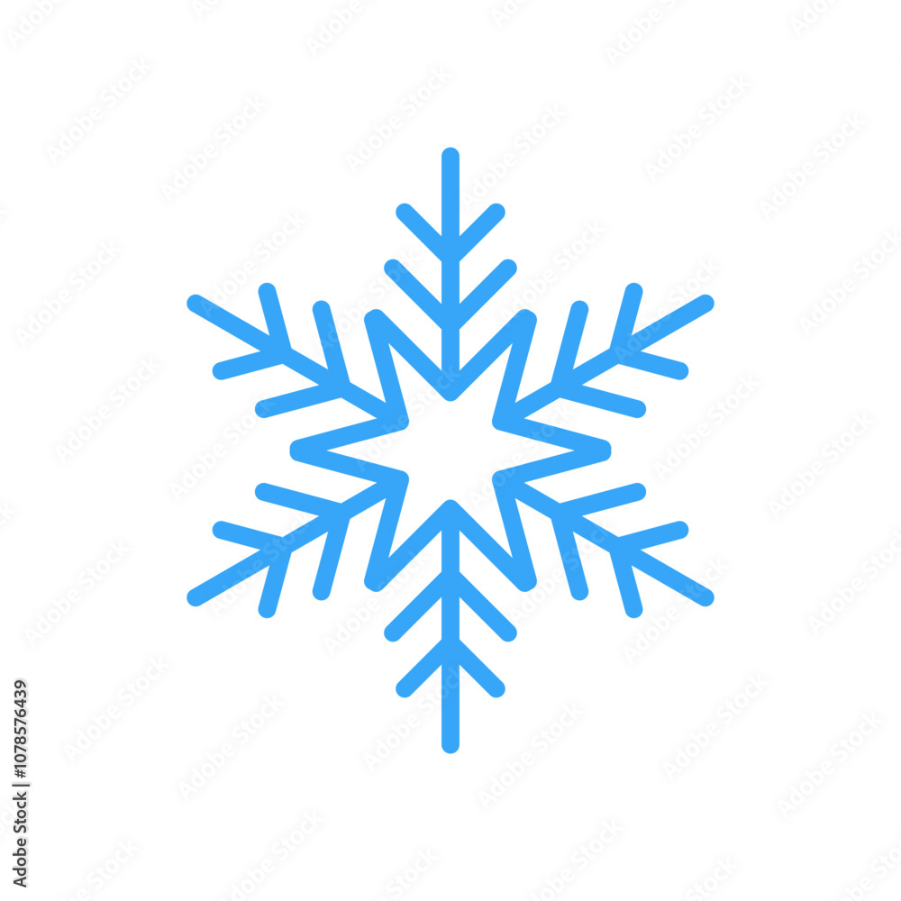 Snowflake for snow. Blue line Christmas element isolated on white background. Freeze symbol. contemporary Snow flake icon. Clipart for winter prints. Simple shape. Vector illustration Snowflake for snow. Blue line Christmas element isolated on white background. Freeze symbol. contemporary Snow flake icon. Clipart for winter prints. Simple shape. Vector illustration