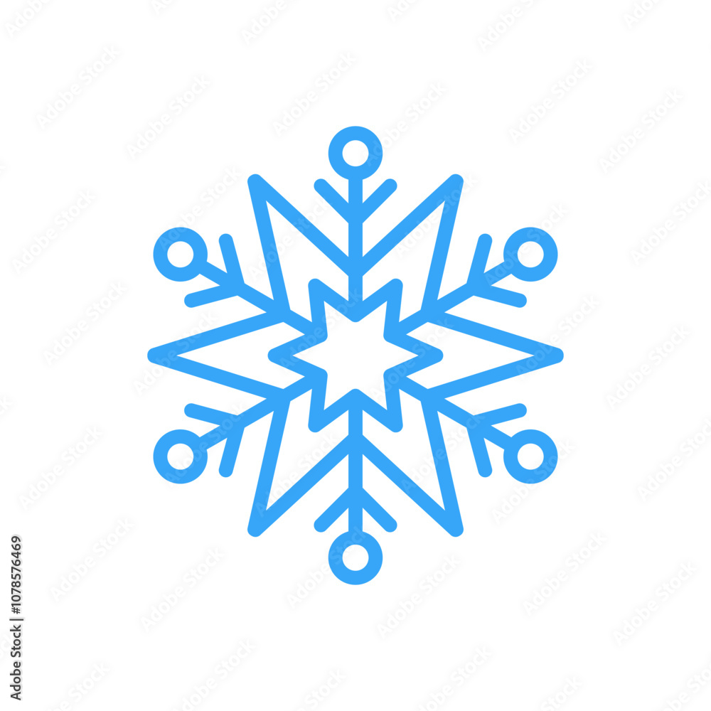 Snowflake for snow. Blue line Christmas element isolated on white background. Freeze symbol. contemporary Snow flake icon. Clipart for winter prints. Simple shape. Vector illustration Snowflake for snow. Blue line Christmas element isolated on white background. Freeze symbol. contemporary Snow flake icon. Clipart for winter prints. Simple shape. Vector illustration