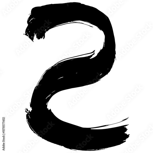 和風素材　筆で描かれたダイナミックな線のイラストセット　ベクター